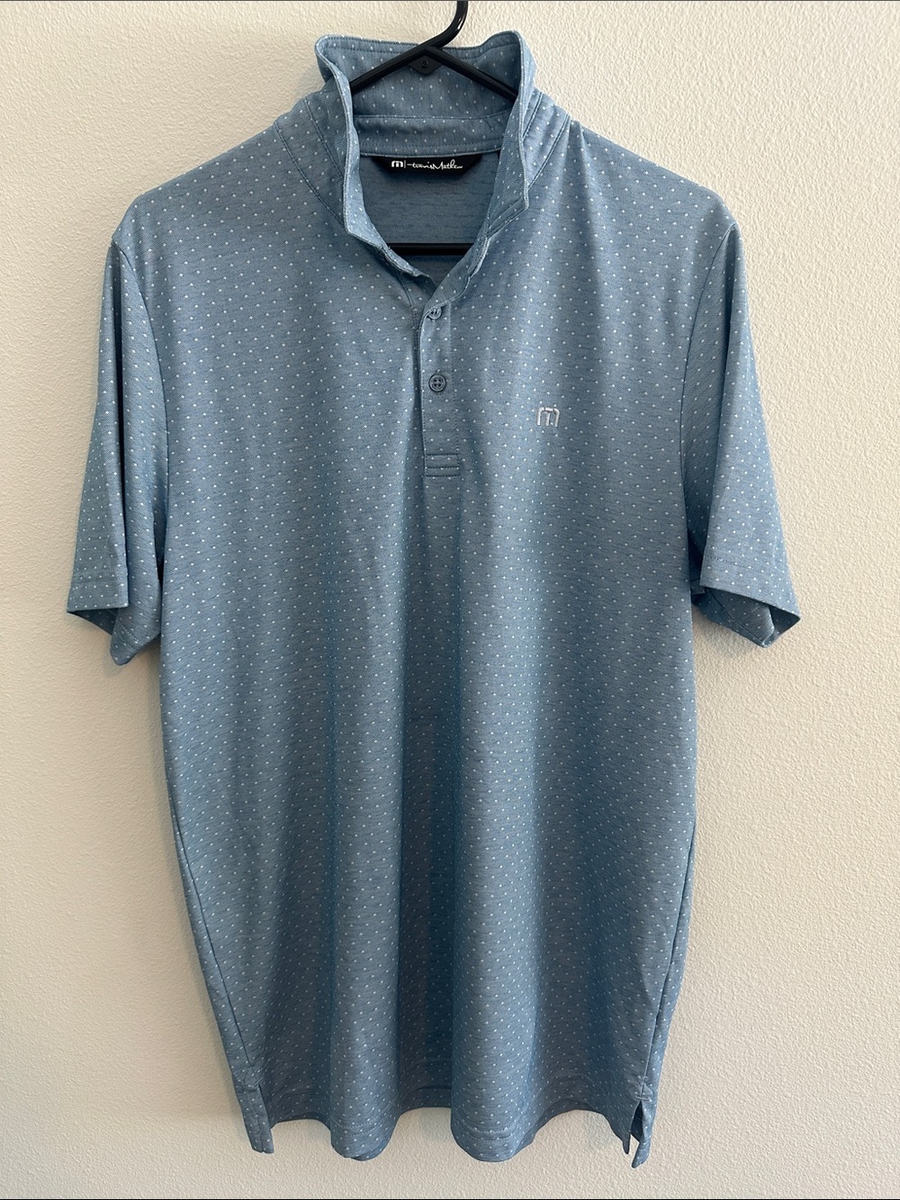 Travis Mathew Light Blue Microdot Polo